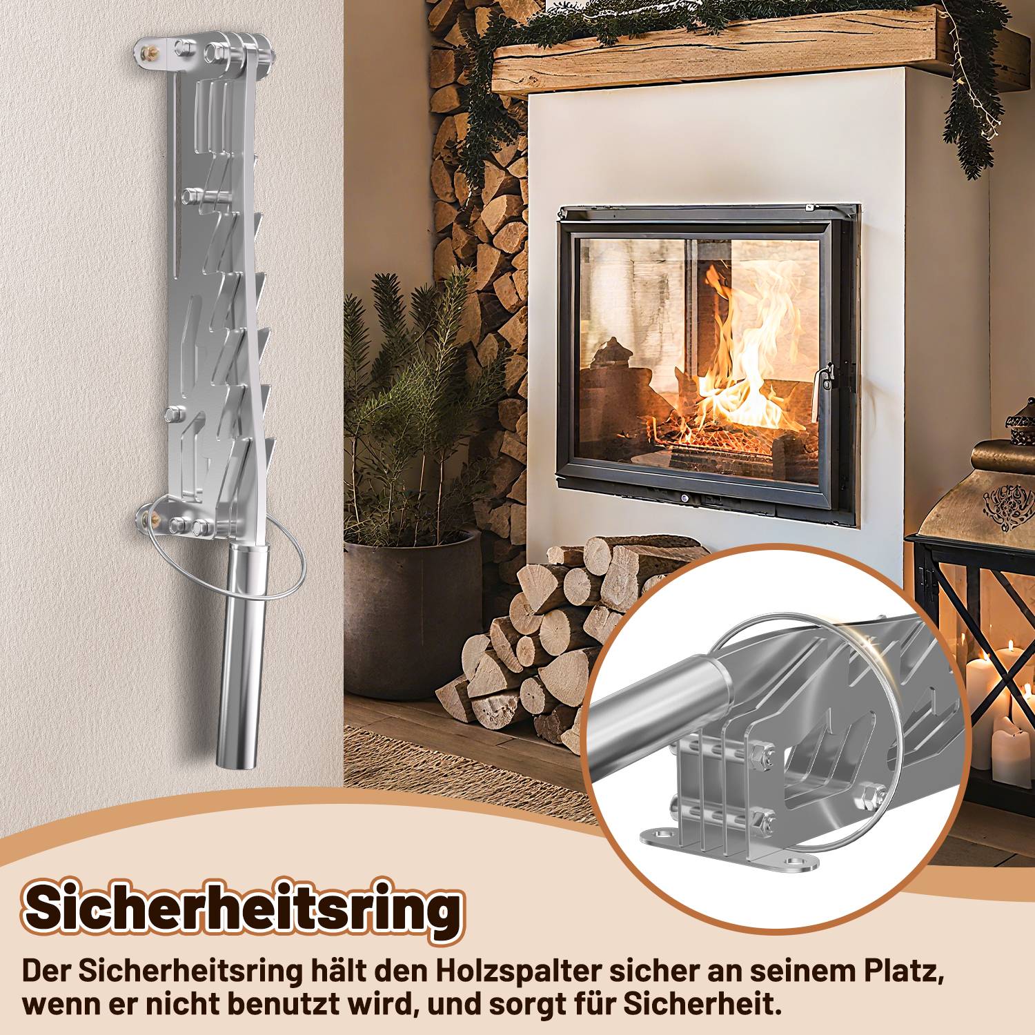 Handholzspalter Hand-Holzspalter, Manueller Holzspalter, Kaminholzspalter Brennholzspalter mit Tasche für Holzofen und Kamin <br> Nicht abnehmbarer
