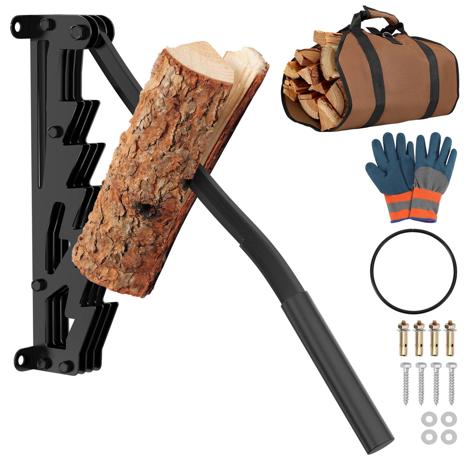 Handholzspalter Hand-Holzspalter, Manueller Holzspalter, Kaminholzspalter Brennholzspalter mit Tasche für Holzofen und Kamin <br> Abnehmbarer verlän