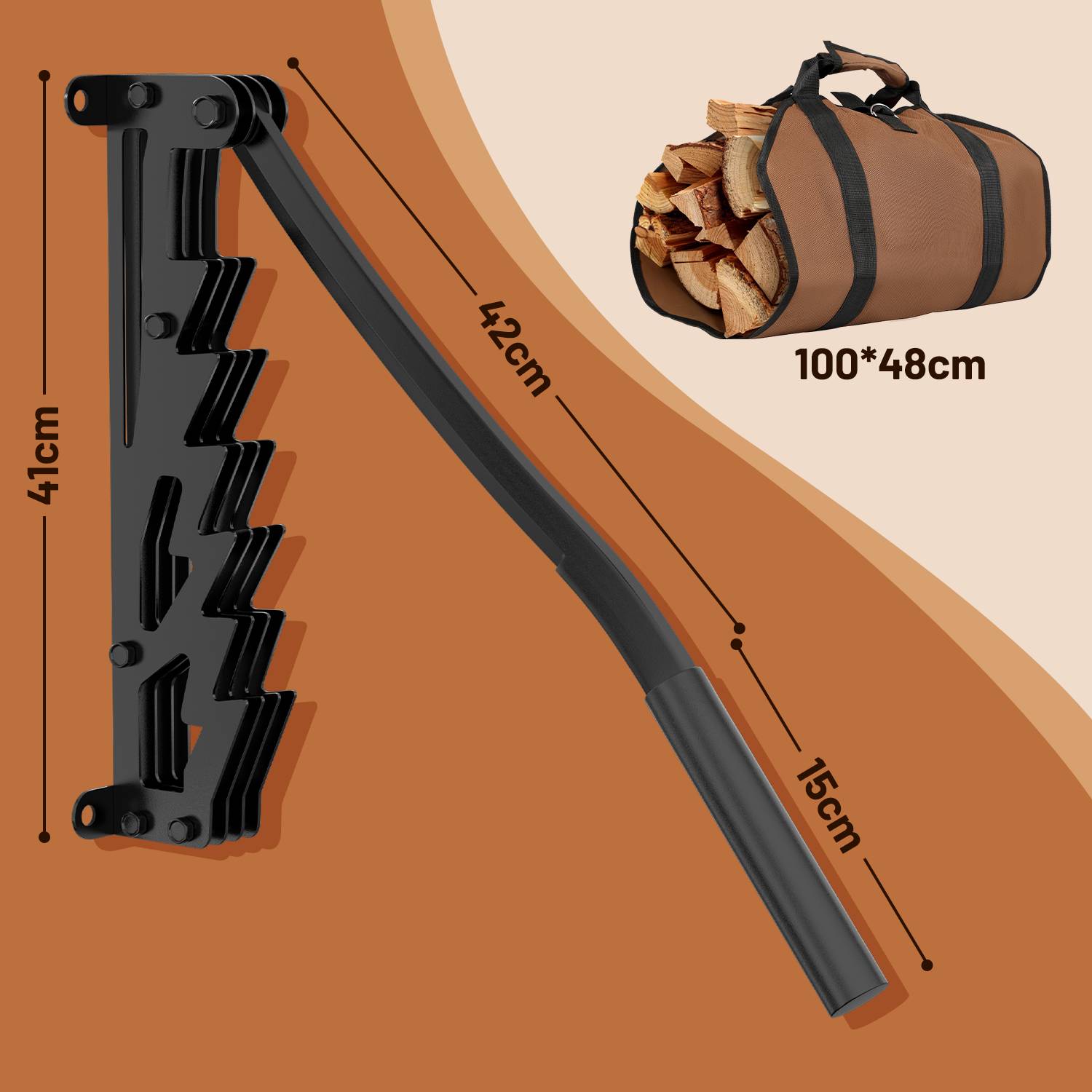 Handholzspalter Hand-Holzspalter, Manueller Holzspalter, Kaminholzspalter Brennholzspalter mit Tasche für Holzofen und Kamin <br> Abnehmbarer verlän