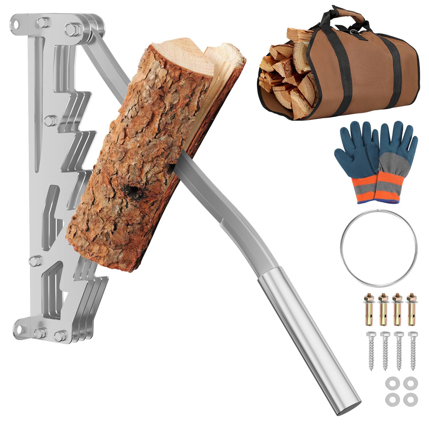 Handholzspalter Hand-Holzspalter, Manueller Holzspalter, Kaminholzspalter Brennholzspalter mit Tasche für Holzofen und Kamin <br> Abnehmbarer verlän