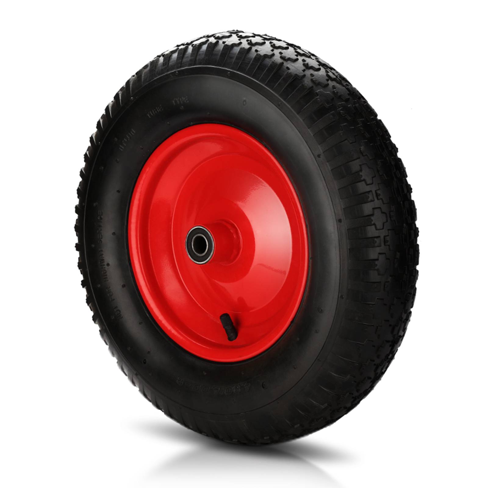 Pneumatisches Ersatzrad für Schubkarren, Karren und Gartenwagen - Langlebige Kunststofffelge, Größe 4.80 / 4.00 - 8, 200 kg Tragfähigkeit, einfach