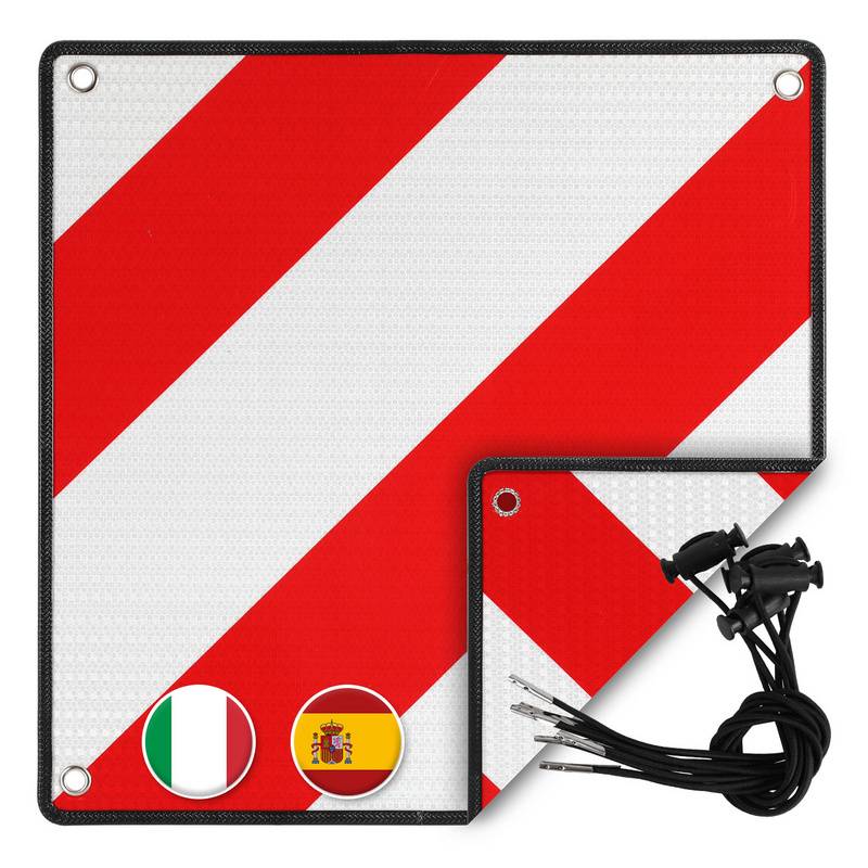 Warntafel für Italien & Spanien - Reflektierendes Warnschild 500x500 mm rot weiß