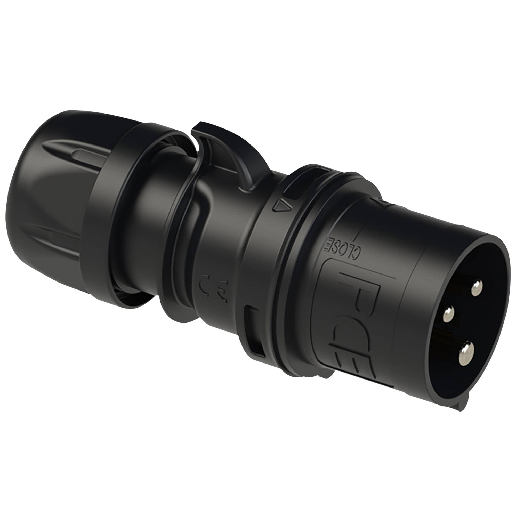 PCE CEE 32 A/240 V 3-P Plug Male Schwarz - SHARK-Serie