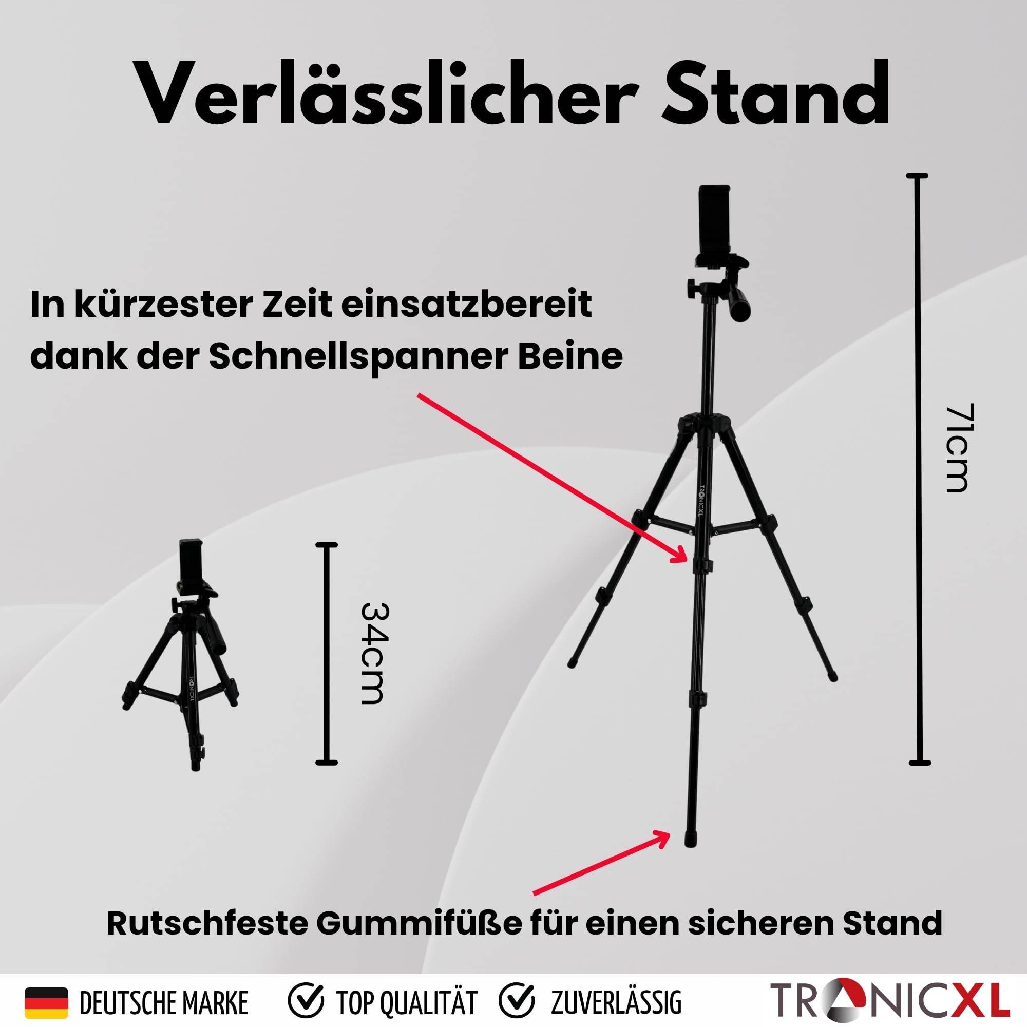 Handy Stativ mit Fernbedienung für iPhone Smartphone Halterung Auslöser Bluetooth Tisch Reise