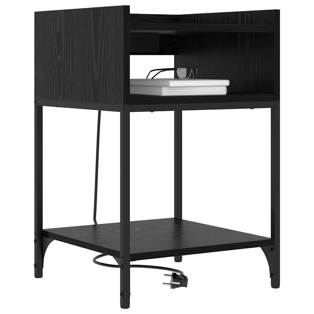 vidaXL Nachttisch mit Regal 2 pcs Schwarz Eichen-Optik 40 x 40 x 61 cm