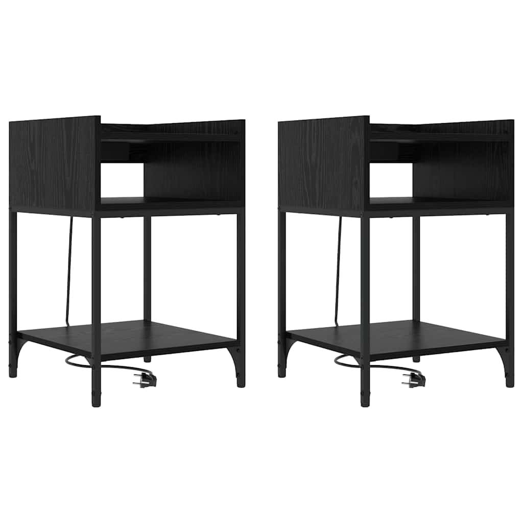 vidaXL Nachttisch mit Regal 2 pcs Schwarz Eichen-Optik 40 x 40 x 61 cm