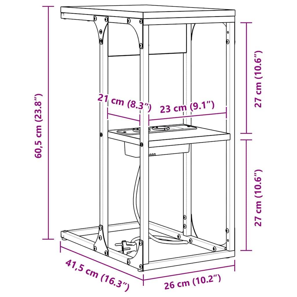 vidaXL Nachttisch Graues Sonoma 41,5 x 26 x 60,5 cm Holzwerkstoff