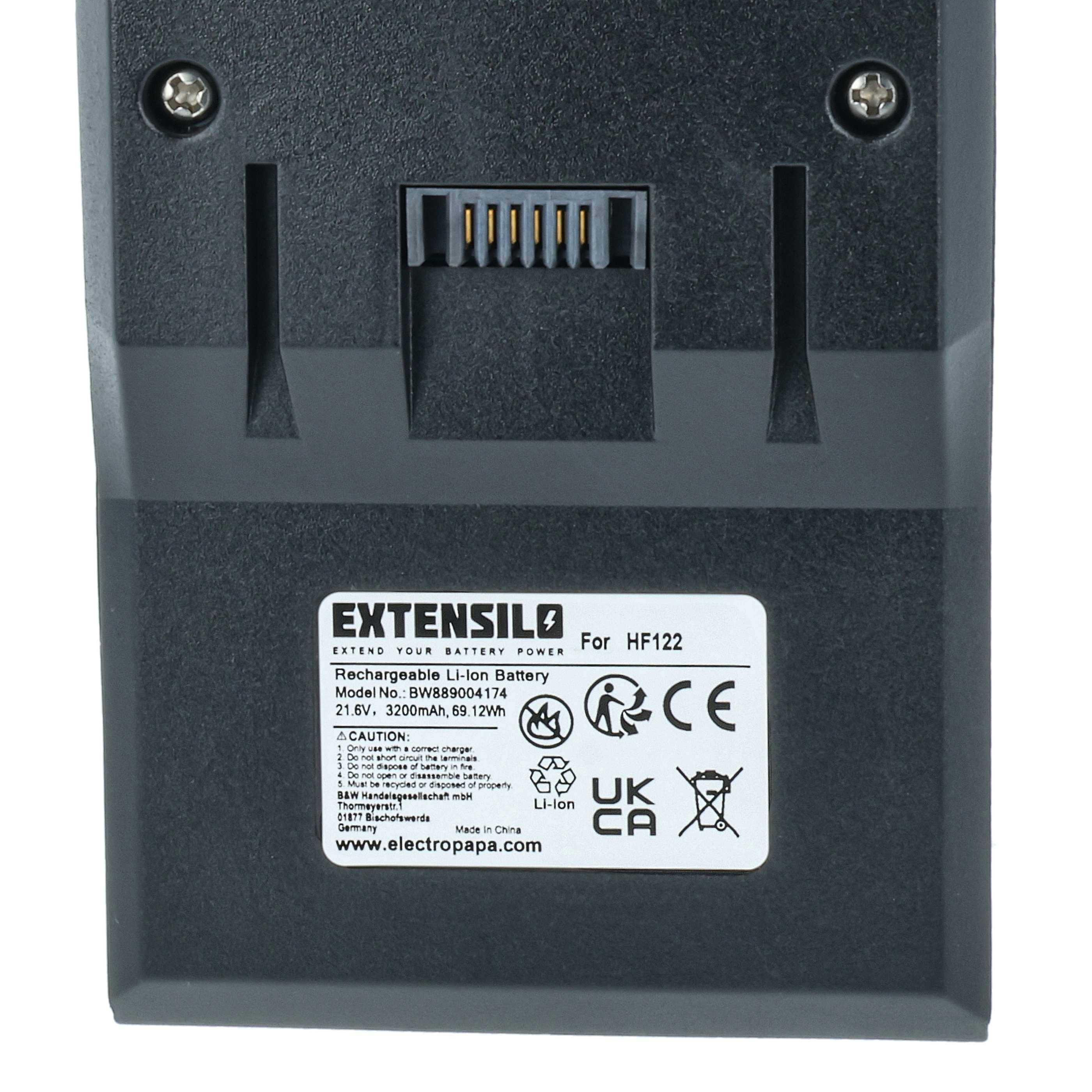 EXTENSILO Akku Ersatz für Hoover B012, 35602208 für Staubsauger Grau (3200 mAh, 21,6 V, Li-Ion)