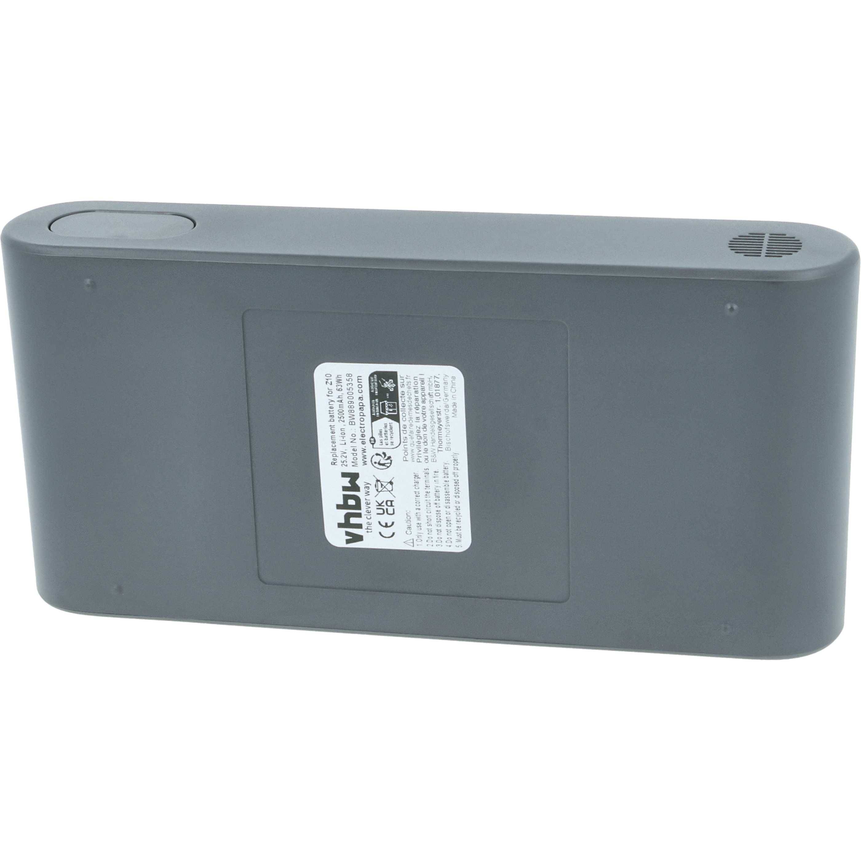 vhbw Akku kompatibel mit Dreame Z10, Z10 Station Staubsauger Grau (2500 mAh, 25,2 V, Li-Ion)