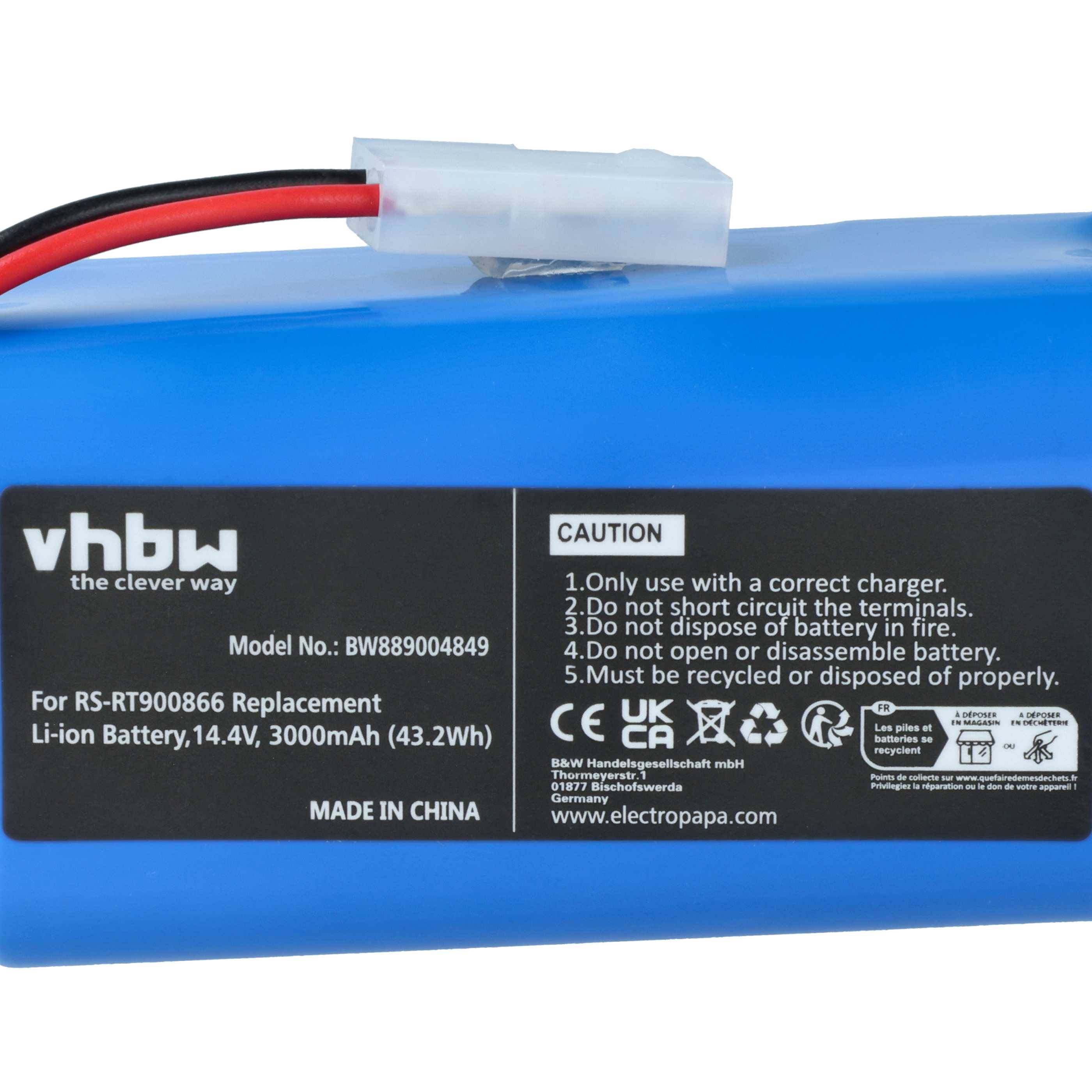 vhbw Akku kompatibel mit Rowenta Smart Force Essential, Essential Aqua Saugroboter Blau (30000 mAh, 14,4 V, Li-Ion, ohne Gehäuse)