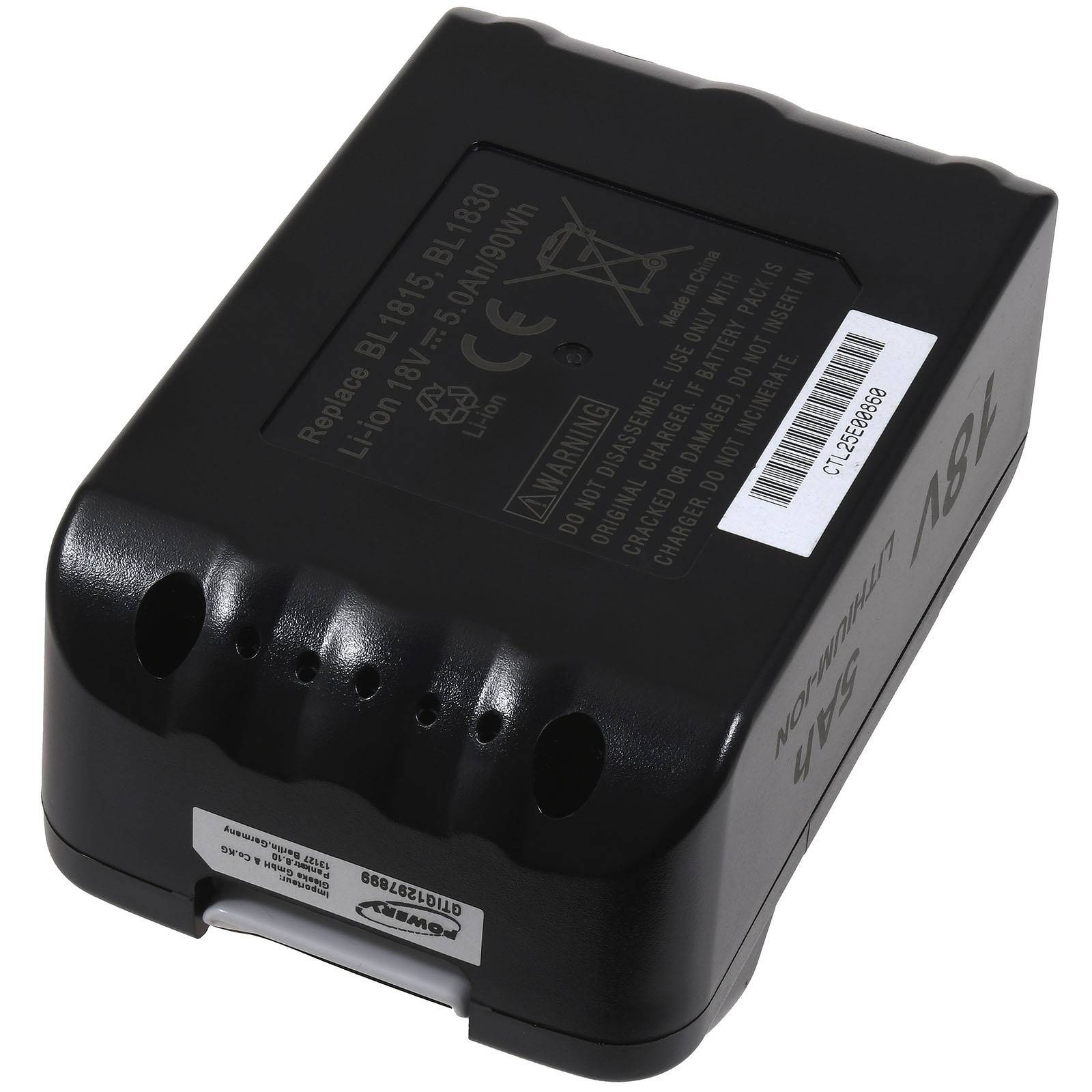 Powery Akku kompatibel mit Makita Blockakku baugleich Typ BL1815 mit LED, 18V, Li-Ion
