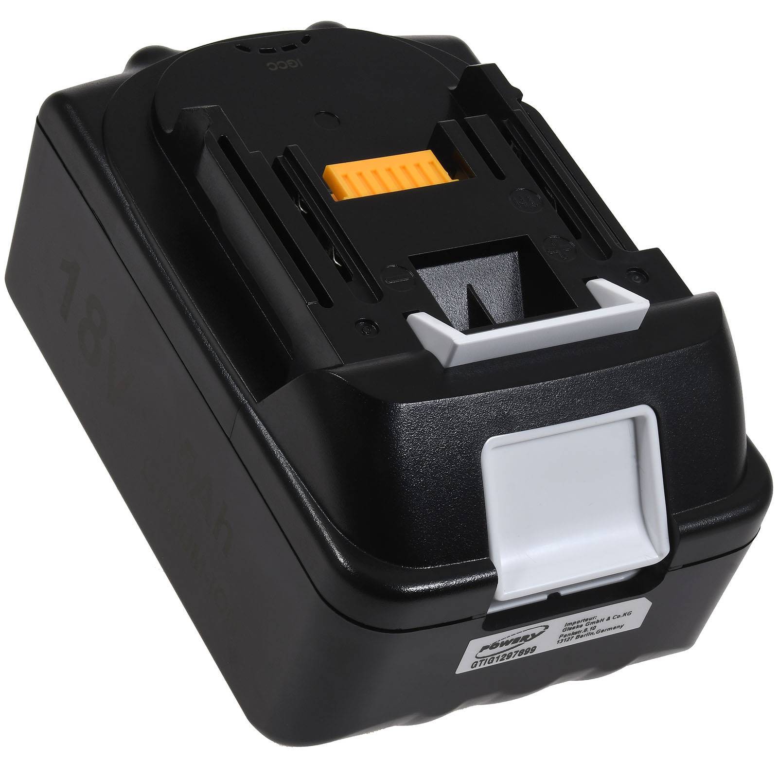 Powery Akku kompatibel mit Makita Blockakku baugleich Typ LXT400 mit LED, 18V, Li-Ion