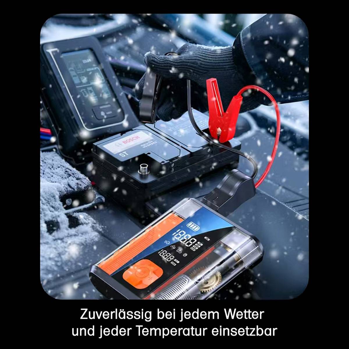 KfZ Starthilfe 800A inkl. Powerbank 8800mAh mit Kompressor 150PSI und Reifenpumpe