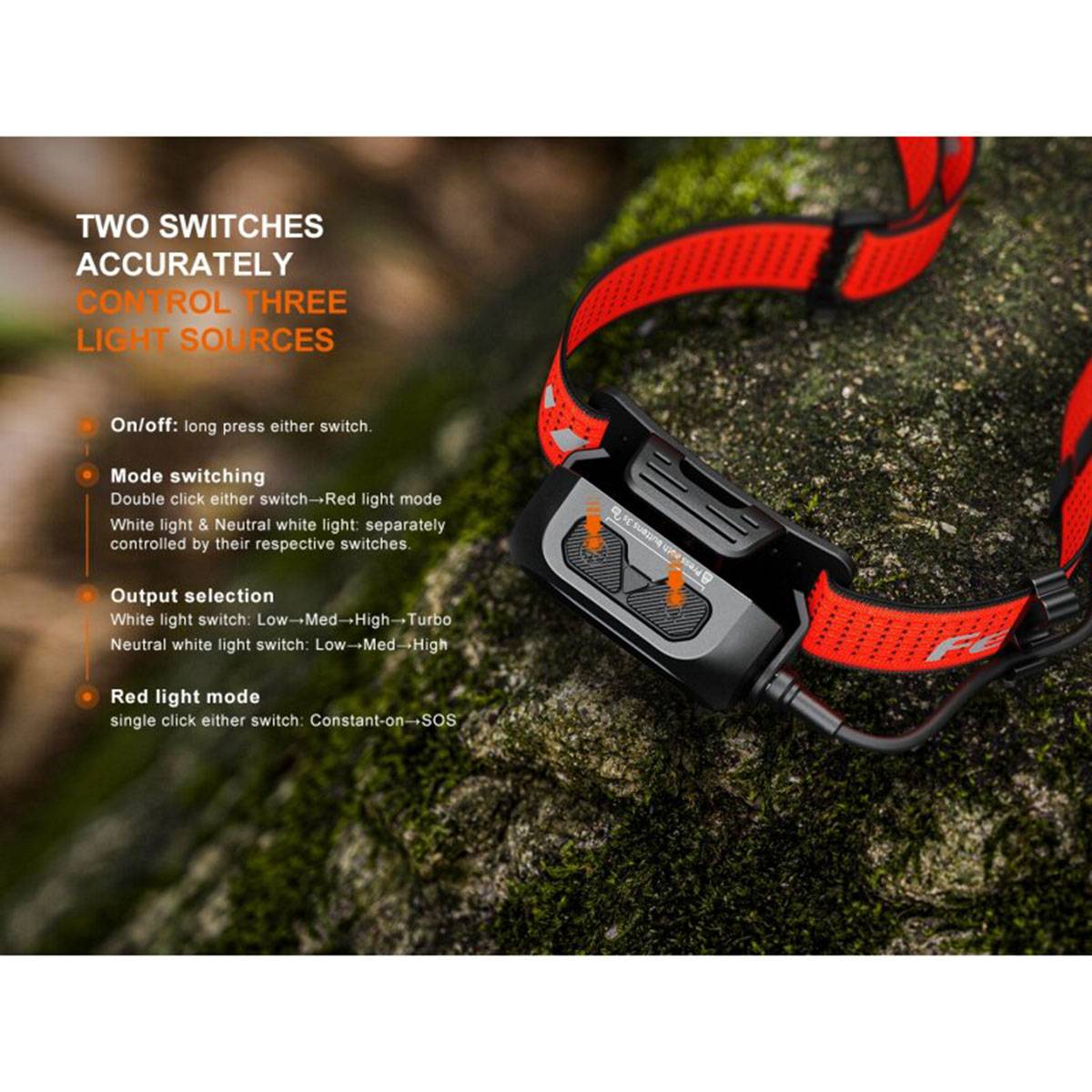 Fenix HP12R-T LED-Stirnlampe 1300 Lumen - Schwarz/Rot