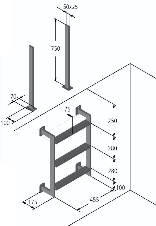Eichenwald Poolleiter Modell 12.3 Klassik mit 2 Griffstangen Beckentiefe 1340mm 4 Stufen