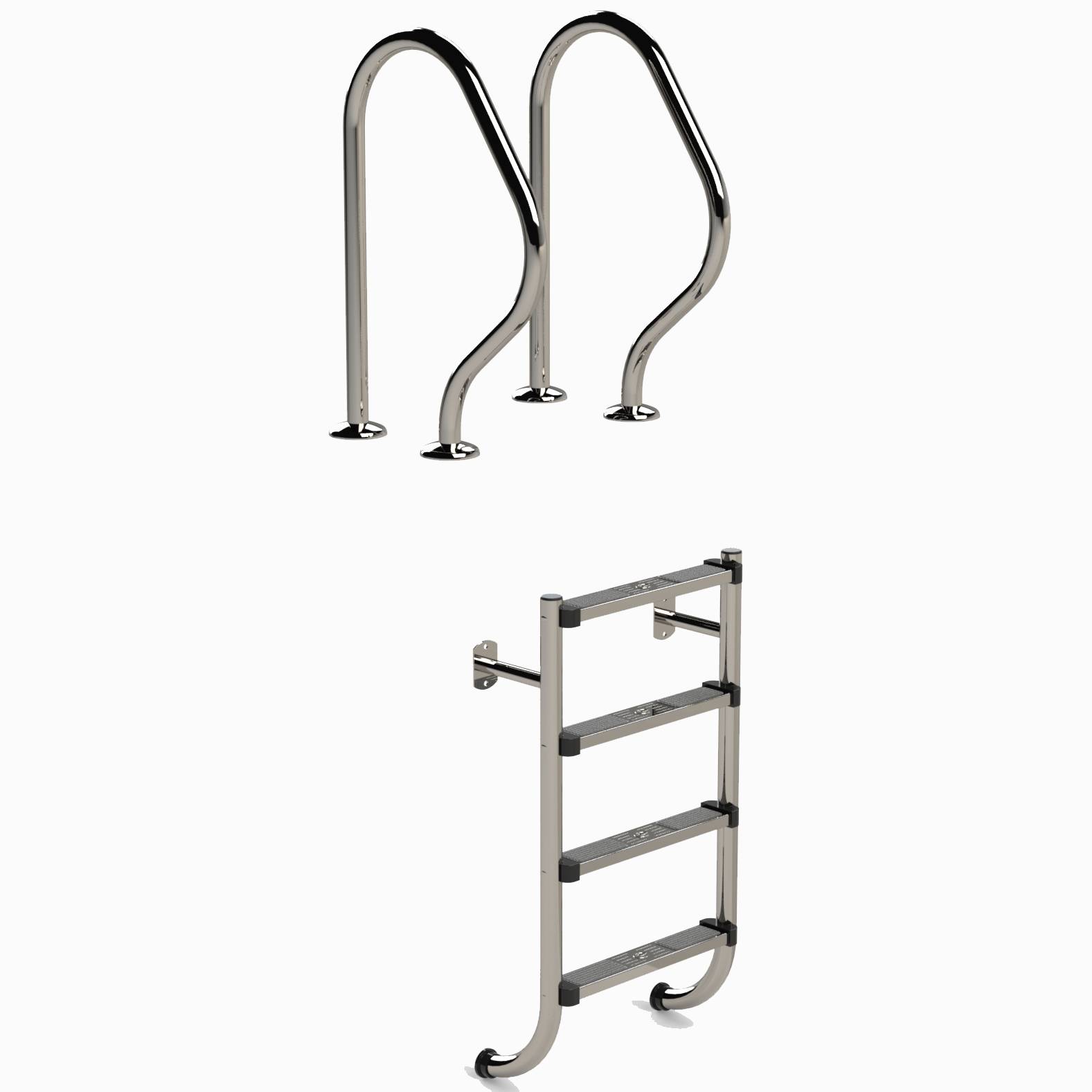 Eichenwald Poolleiter Modell 58 Geteilte Leiter mit 2 Griffbögen Leiterlänge 1224mm 4 Stufen