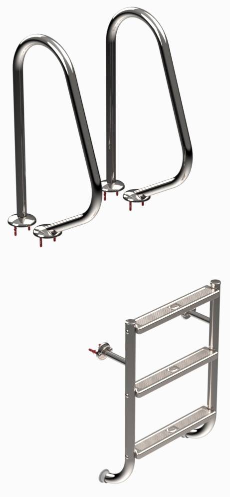 Eichenwald Poolleiter Modell 04 Tina geteilt nur Leiternteil 3 Stufen mit 2 Griffbögen Typ 150R