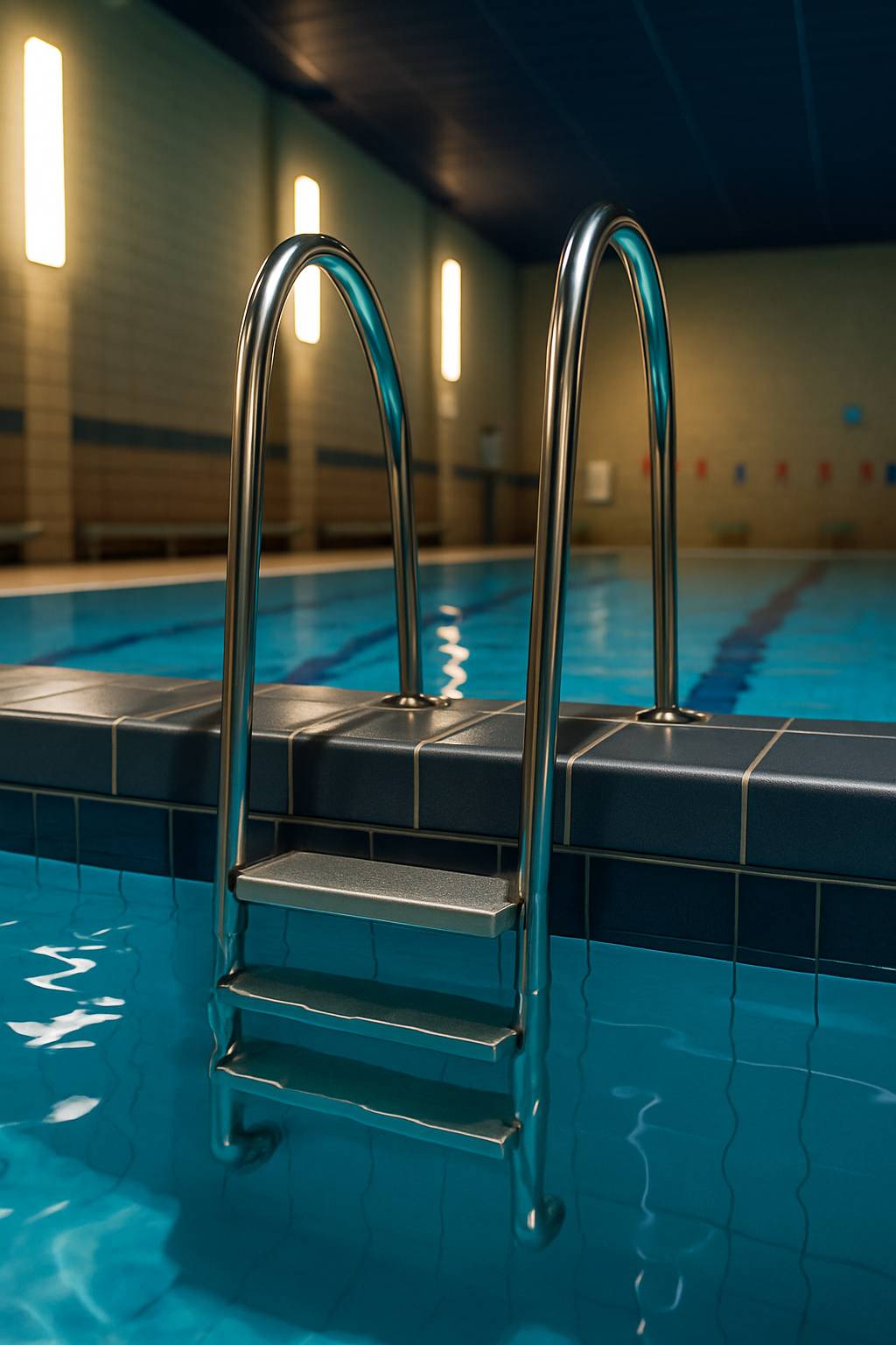 Eichenwald Poolleiter Modell 07 Marina Öffentlich Einbauhalterung Beckentiefe 1060mm 3 Stufen