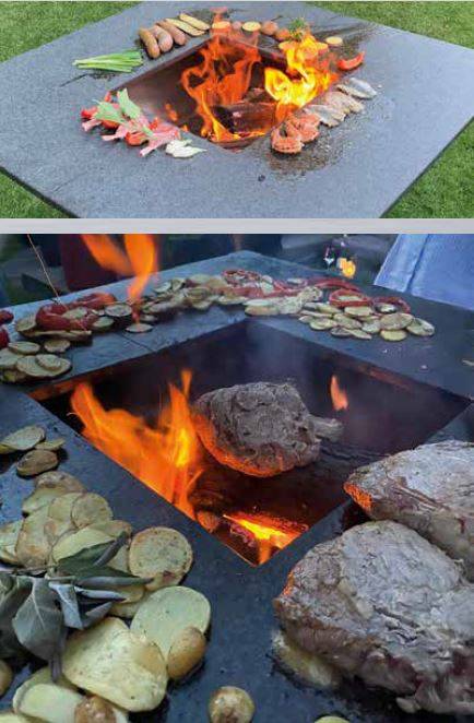 Eichenwald Edelstahl Grill mit Granitauflage 900x900mm