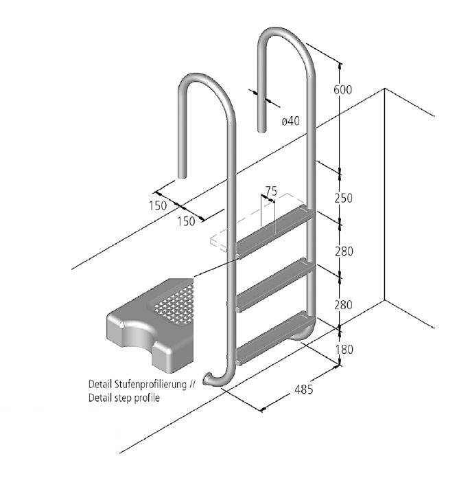 Eichenwald Poolleiter Modell 01 Tina Beckentiefe 1060mm 3 Stufen