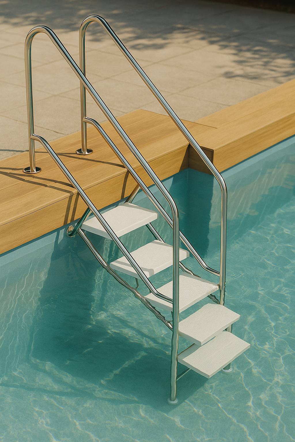 Eichenwald Pooltreppe Modell 08.1 Miami Beckentiefe 1599mm Ausladung 1538mm 6 ABS-Stufen