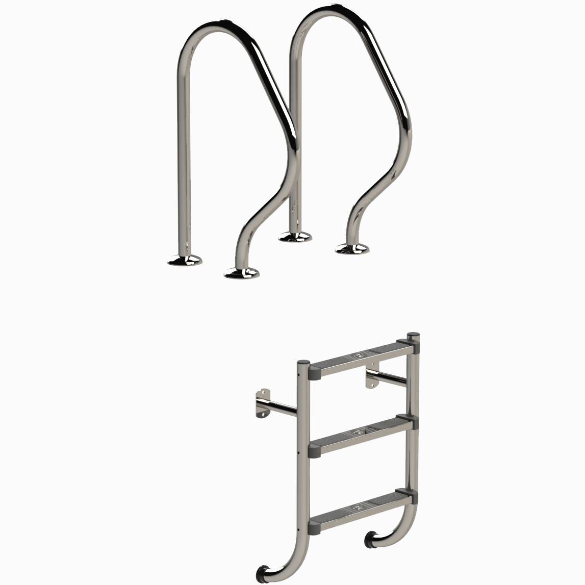 Eichenwald Poolleiter Modell 58 Geteilte Leiter mit 2 Griffbögen Leiterlänge 959mm 3 Stufen