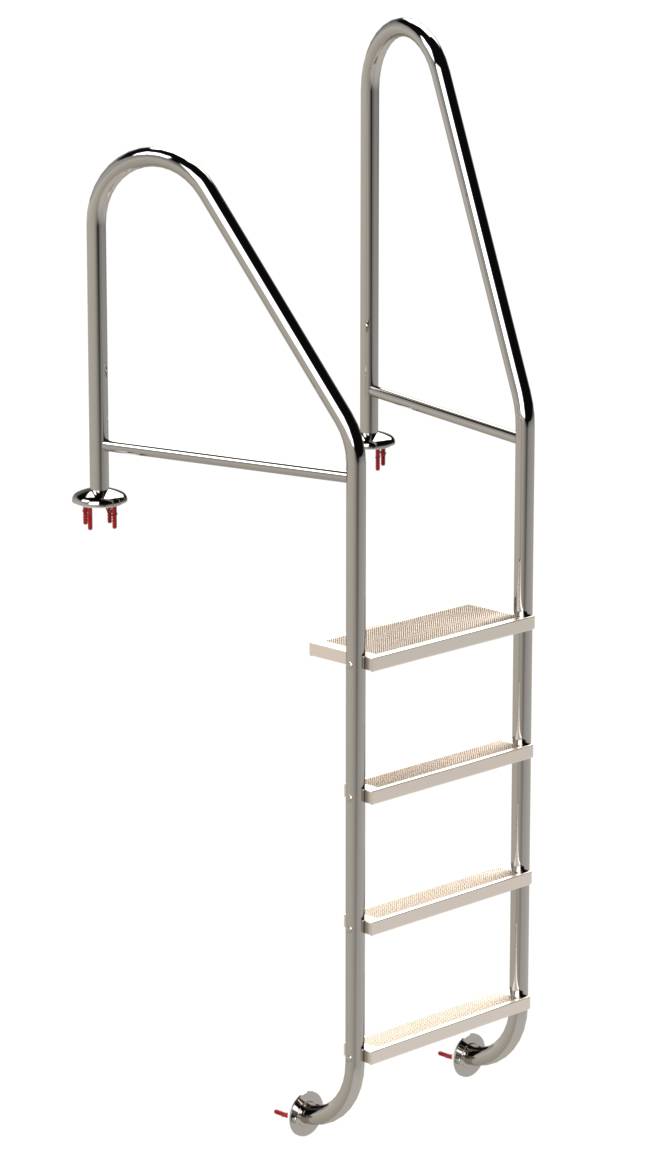 Eichenwald Poolleiter Modell 07 Marina Öffentlich Flanschmontage Beckentiefe 1340mm 4 Stufen