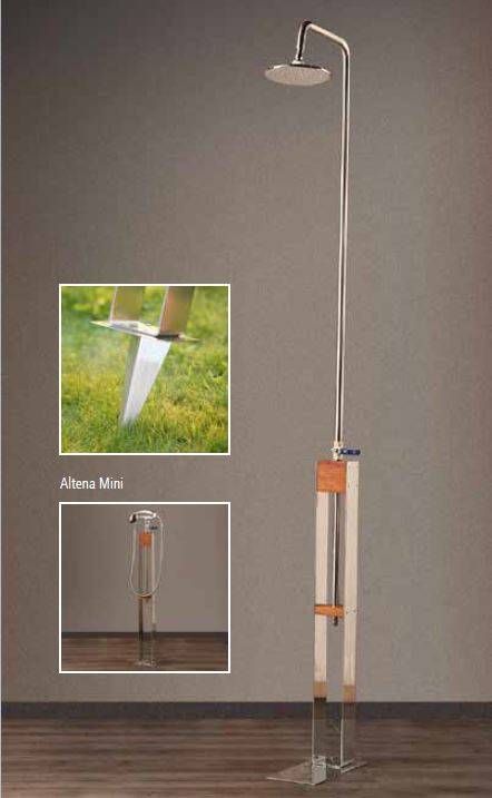 Eichenwald Modell 70 Gartendusche Altena klein mit Handbrause Gardena-Schlauchanschluss sowie Erdspieß