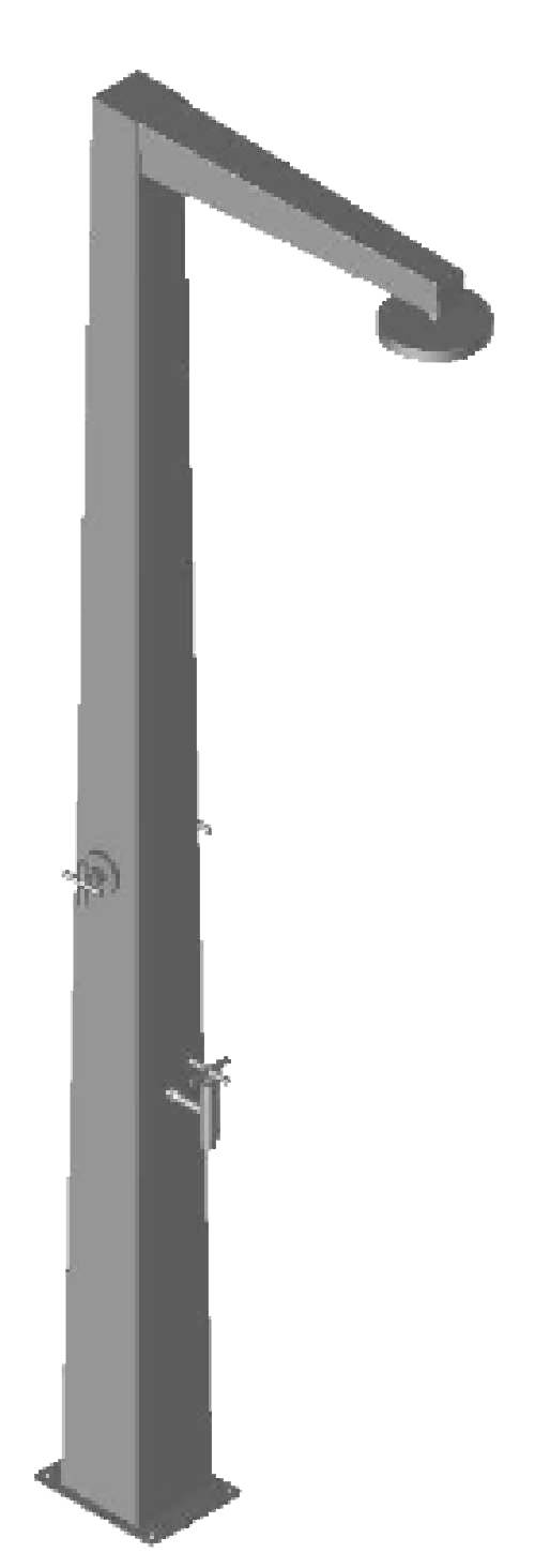 Eichenwald Modell 36 Gartendusche Niagara Typ Mischbatterie Gehäuse geschliffen mit Entnahmeplan