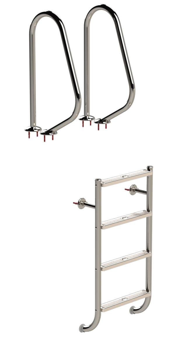 Eichenwald Poolleiter Modell 04 Tina geteilt nur Leiternteil 4 Stufen mit 2 Griffbögen Typ 150R