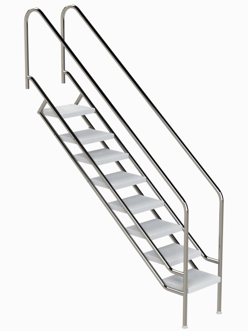 Eichenwald Pooltreppe Modell 08.1 Miami Beckentiefe 1999mm Ausladung 2088mm 8 ABS-Stufen