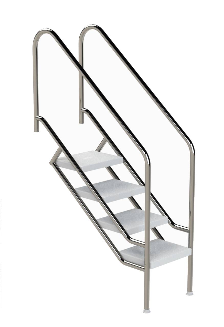 Eichenwald Pooltreppe Modell 08.1 Miami Beckentiefe 1199mm Ausladung 1088mm 4 ABS-Stufen