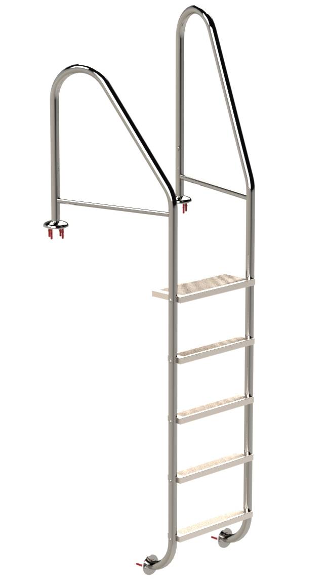 Eichenwald Poolleiter Modell 07 Marina Öffentlich Flanschmontage Beckentiefe 1620mm 5 Stufen