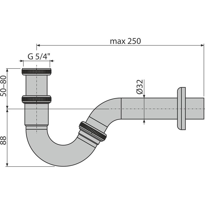 Alcadrain Siphon für Bidets DN32 Metall