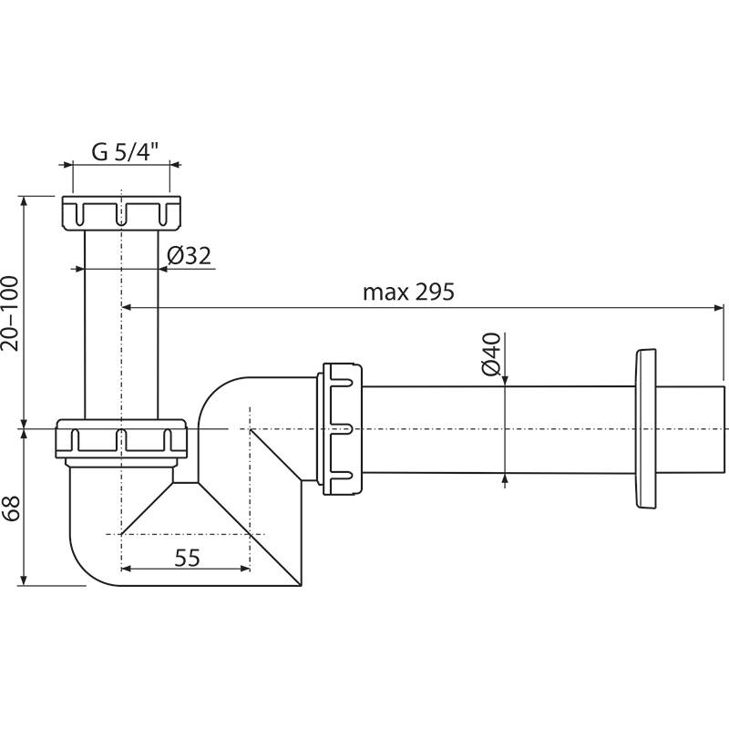 Alcadrain Siphon für Waschbecken und Bidets DN40 Kunststoff