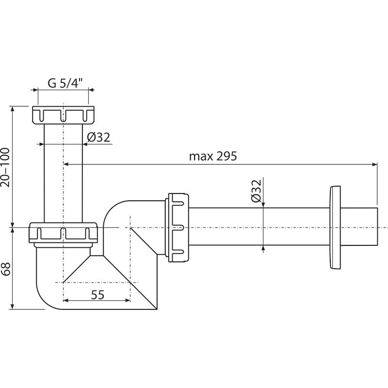 Alcadrain Siphon für Waschbecken und Bidets DN32 Kunststoff