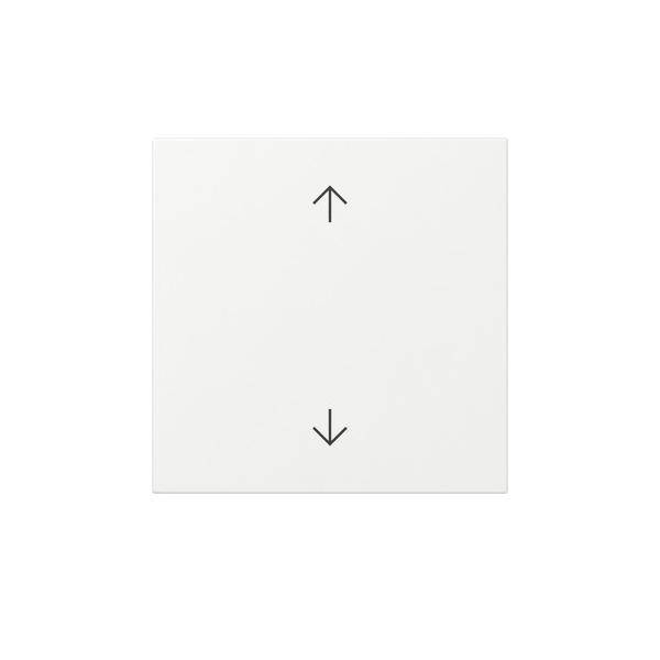 Ein weißes Quadrat mit schwarzen Pfeilen, die nach oben und unten zeigen und vertikale Richtung oder Bewegung symbolisieren.
