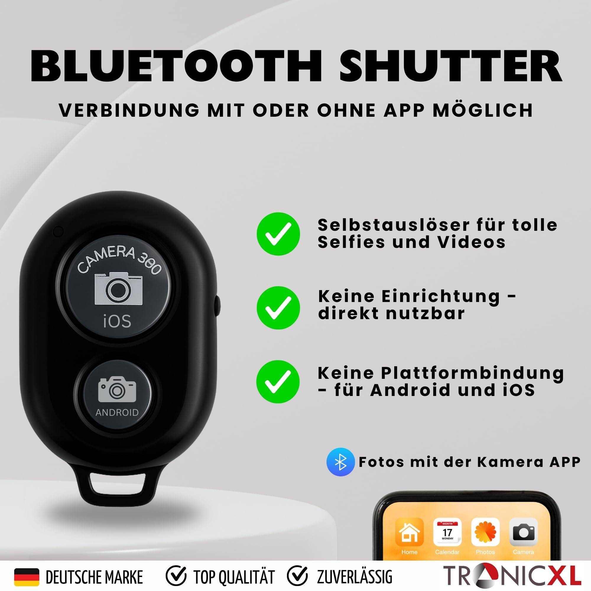 Handystativ groß mit Fernbedienung Bluetooth Auslöser 210cm Smartphone Stativ Halterung Ständer 2m