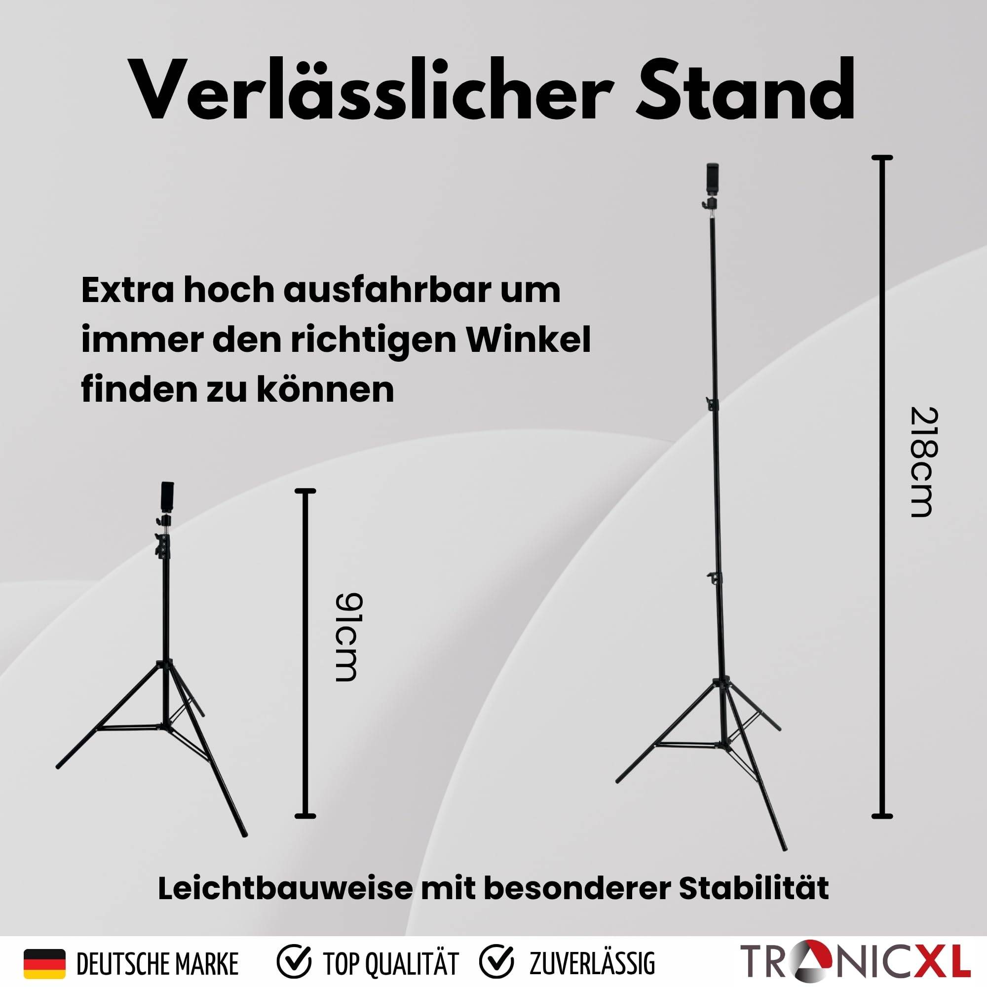 Handystativ groß mit Fernbedienung Bluetooth Auslöser 210cm Smartphone Stativ Halterung Ständer 2m