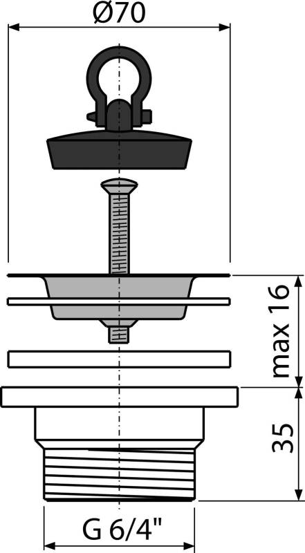 Alcadrain Ablaufventil für Spülbecken 6/4" mit einem Edelstahlgitter DN70 ECO
