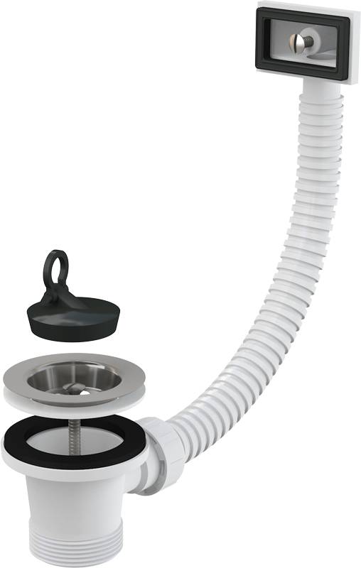 Alcadrain clapet de vidange pour évier 6/4" avec grille en inox DN70 et trop-plein flexible