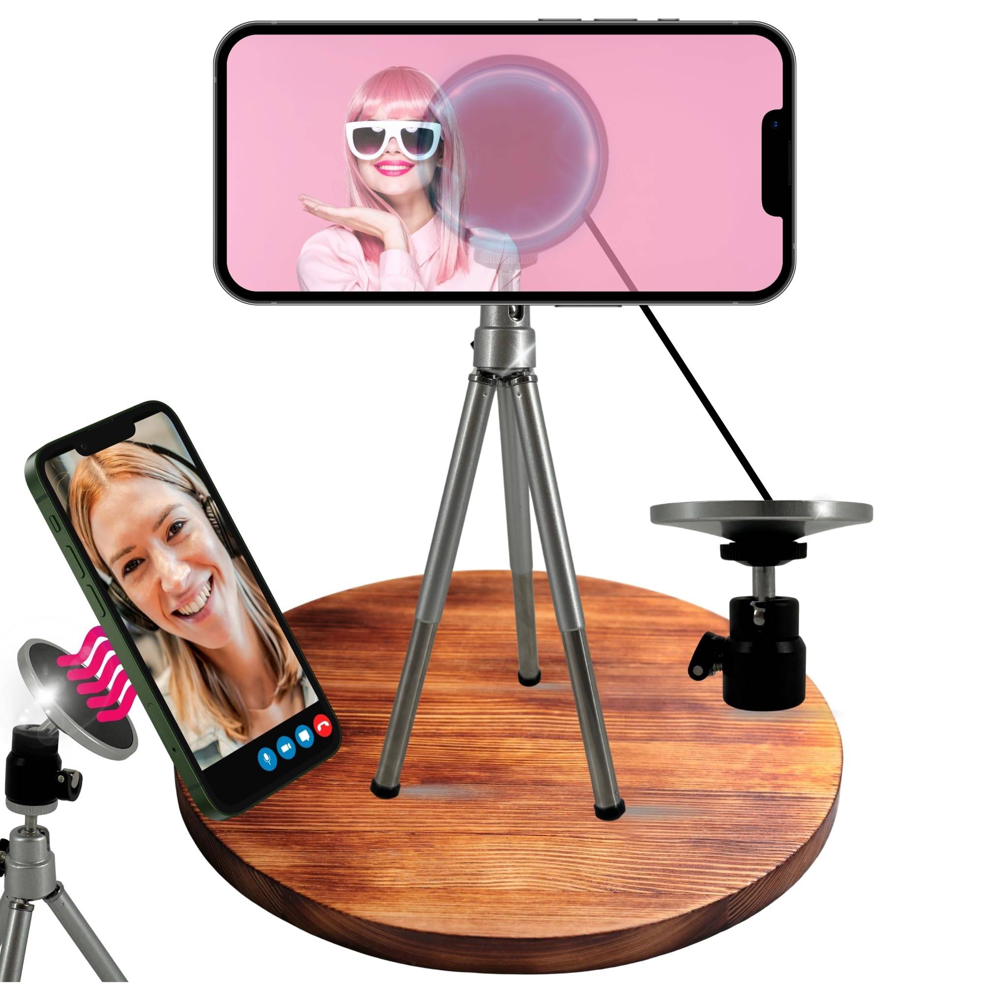 Magnetische Handyhalterung Tischstativ Tisch Stativ mit Kugelkopf Tripod I kompatibel mit Apple iPhone 15 Pro Max 15 Plus 14 13 12 Magsafe Handy