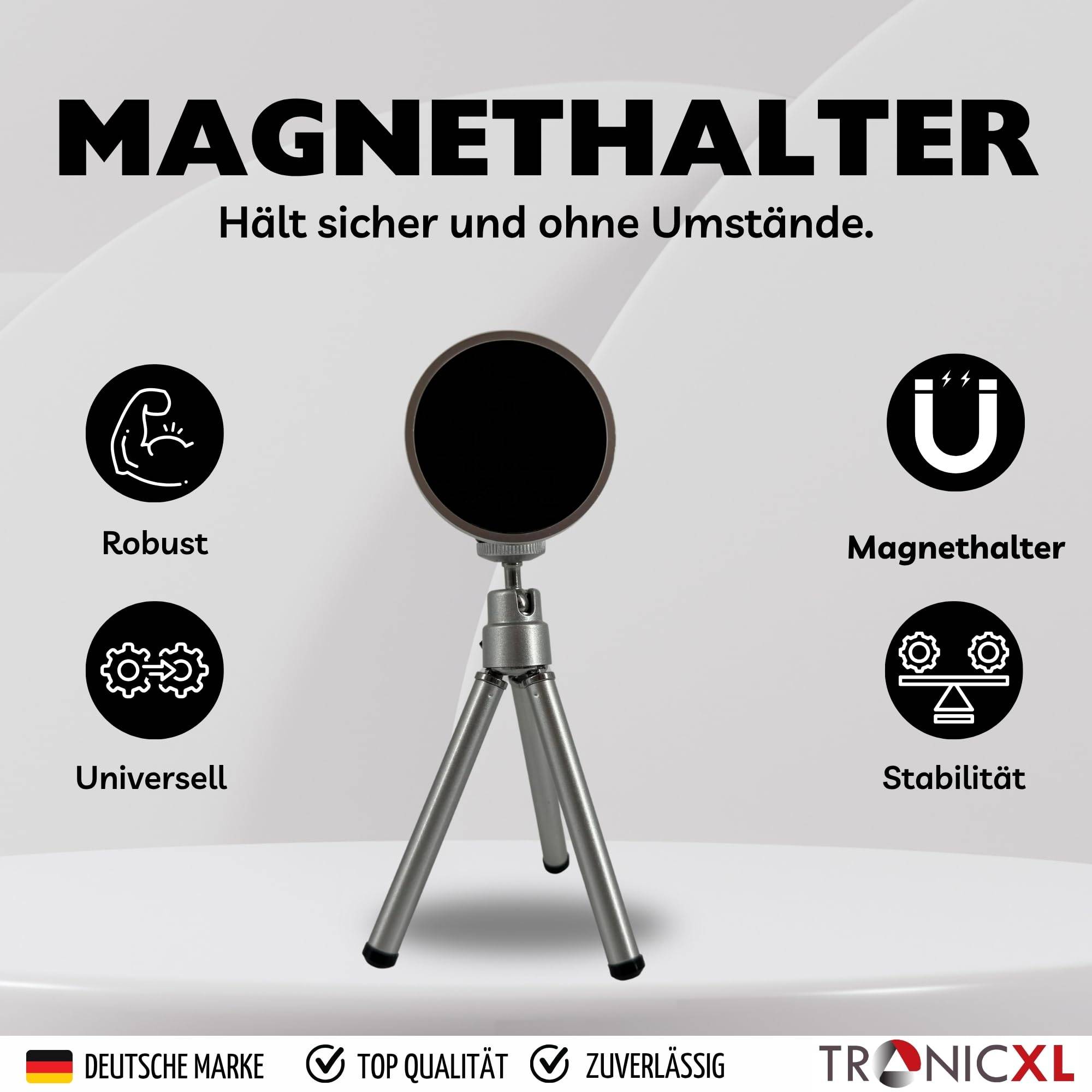 Magnetische Handyhalterung Tischstativ Tisch Stativ mit Kugelkopf Tripod I kompatibel mit Apple iPhone 15 Pro Max 15 Plus 14 13 12 Magsafe Handy
