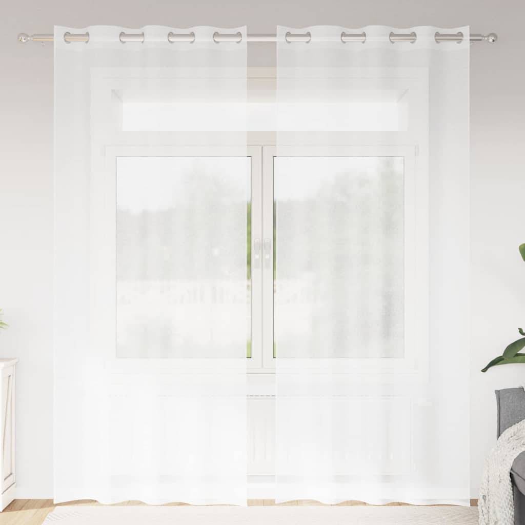 vidaXL Voile-Vorhang mit Vorhängen 2 pcs Weiß 260 x 140 cm Polyester