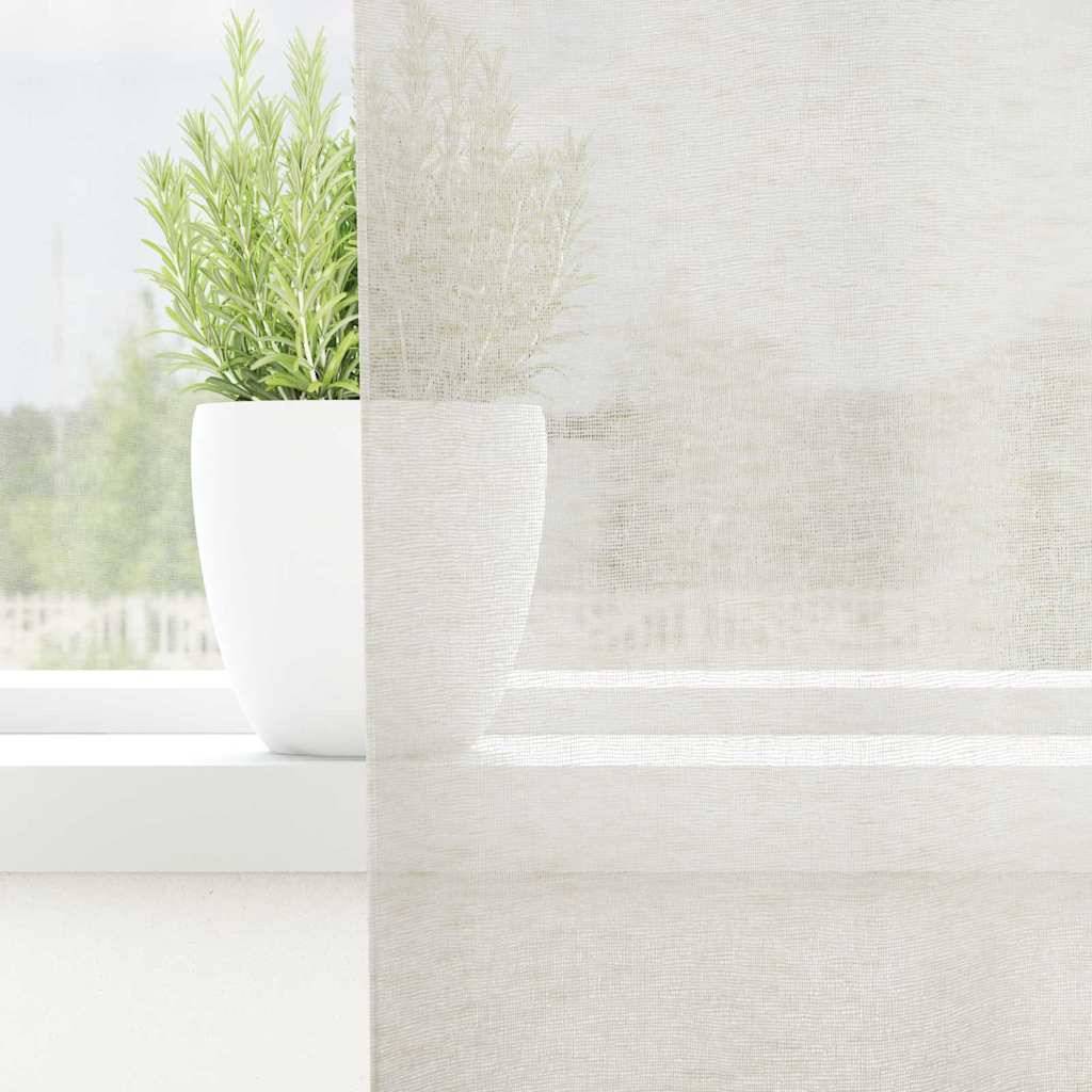 vidaXL Voile-Vorhang mit Vorhängen 2 pcs Creme 175 x 140 cm Polyester