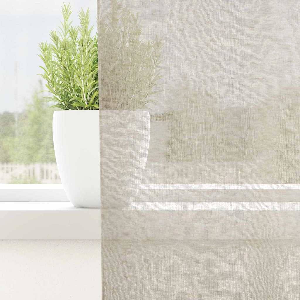 vidaXL Voile-Vorhang mit Vorhängen 2 pcs Sand 175 x 140 cm Polyester