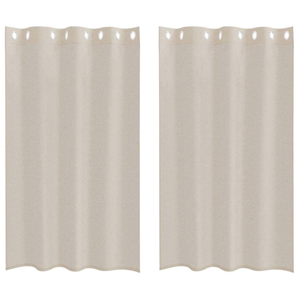 vidaXL Voile-Vorhang mit Vorhängen 2 pcs Sand 175 x 140 cm Polyester