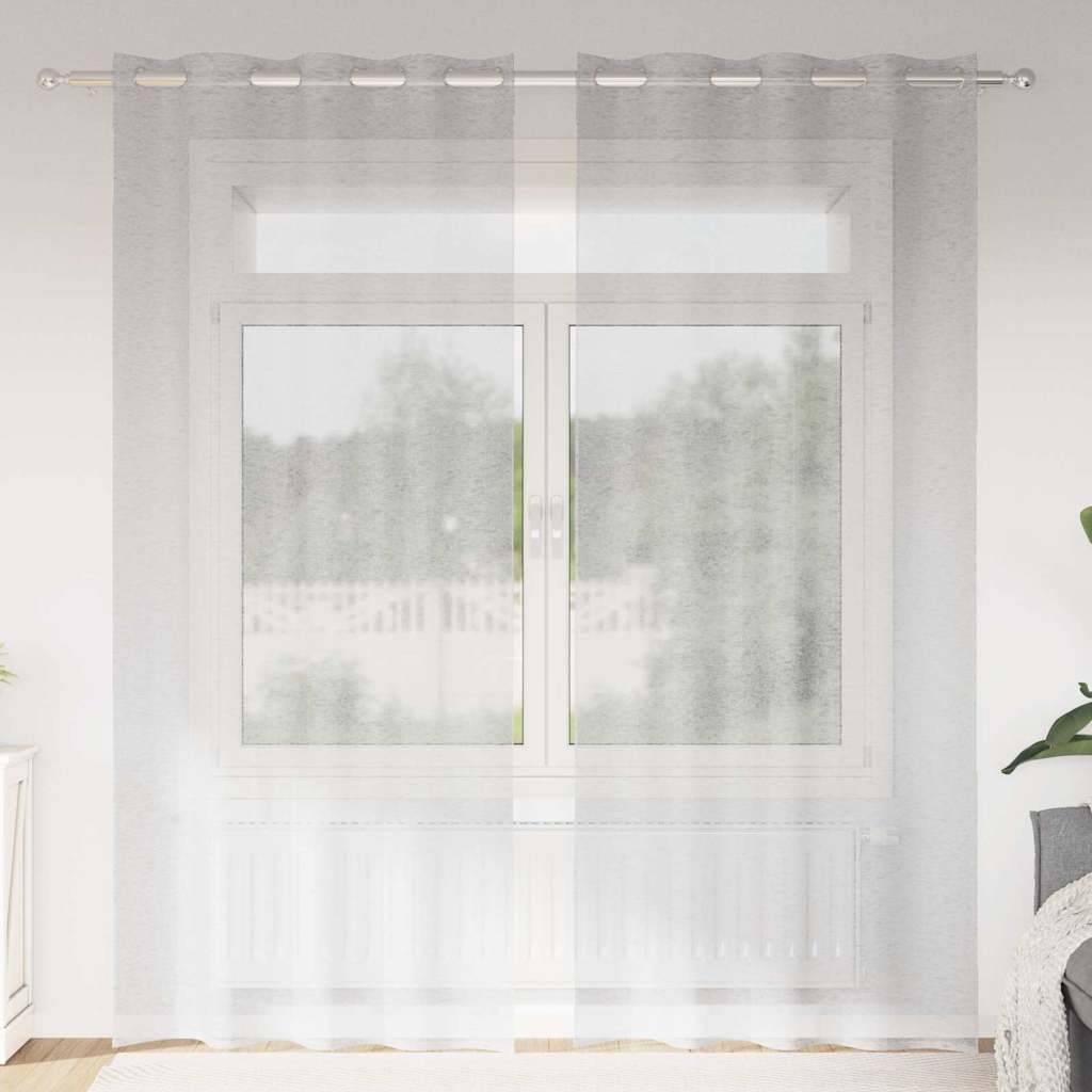 vidaXL Voile-Vorhang 2 pcs Hellgrau 225 x 140 cm Polyester