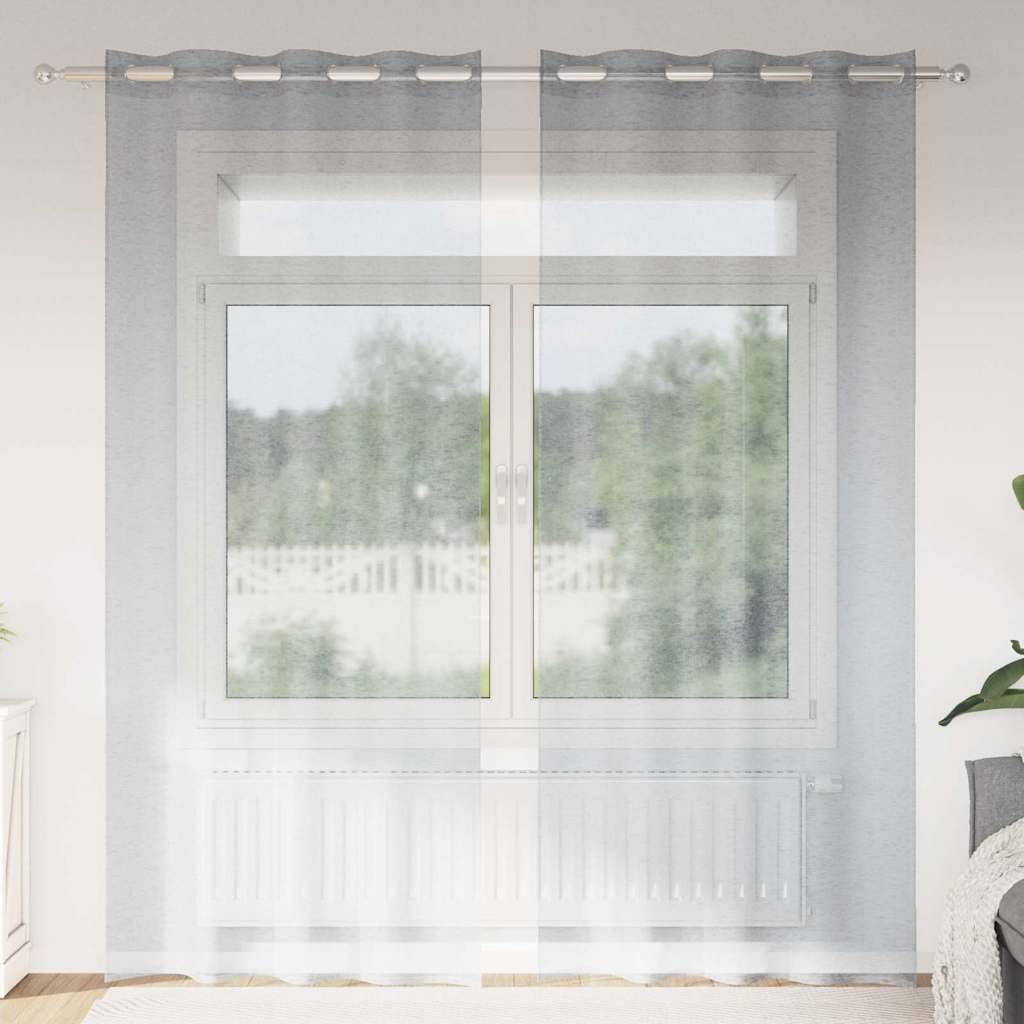 vidaXL Voile-Vorhang 2 pcs Dunkelgrau 245 x 140 cm Polyester