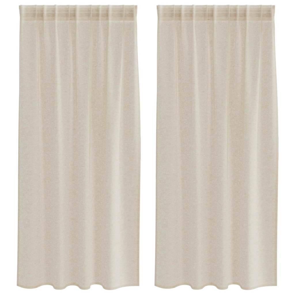 vidaXL Voile-Vorhang mit Vorhängen 2 pcs Sand 175 x 140 cm Polyester